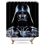 LIGHTINHOME Superhero in Star Wars Movie Shower Curtain Set Black Darth Vader Shower Curtain Panel Polyester Waterproof Fabric 72x72 Inch with 12-Pack Plastic Shower Hooks Anti Mildew