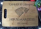 Personalized Game of Thrones Cutting Board 10x14 Eat, Dinner Is Coming