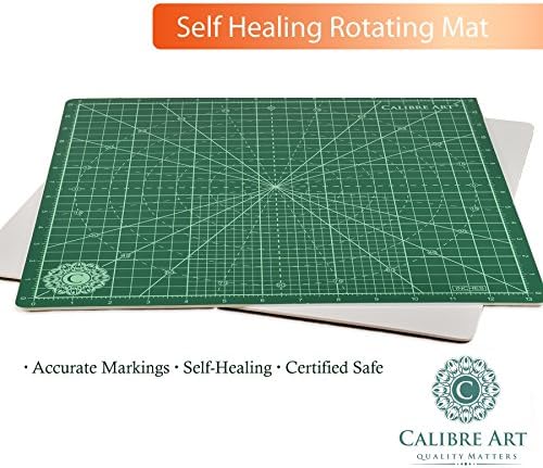 Calibre ArtRotating Self Healing Cutting Mat, Perfect for Quilting & Art Projects, 8x8 (7" grids)