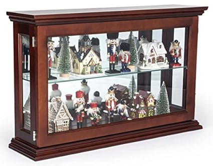 Displays2go Wall Mounted Display Curio Cabinets Solid Mahogany