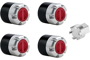 DJX M4 Wheel Nuts Center Locking Hubs Wheel Caps W/Tool for Traxxas TRX4 Axial SCX10 90046 D90 Tamiya Redcat HPI 1/10 RC Crawler Car(Red)