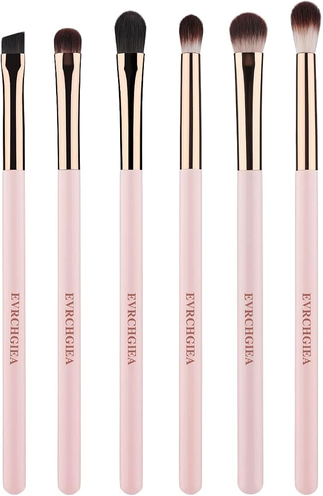 Eye Makeup Brush Set, 6 Pcs Professional Blending Eyeshadow Makeup Brushes for Concealer Eyebrows Eyeliner, Soft Hairs & Wood