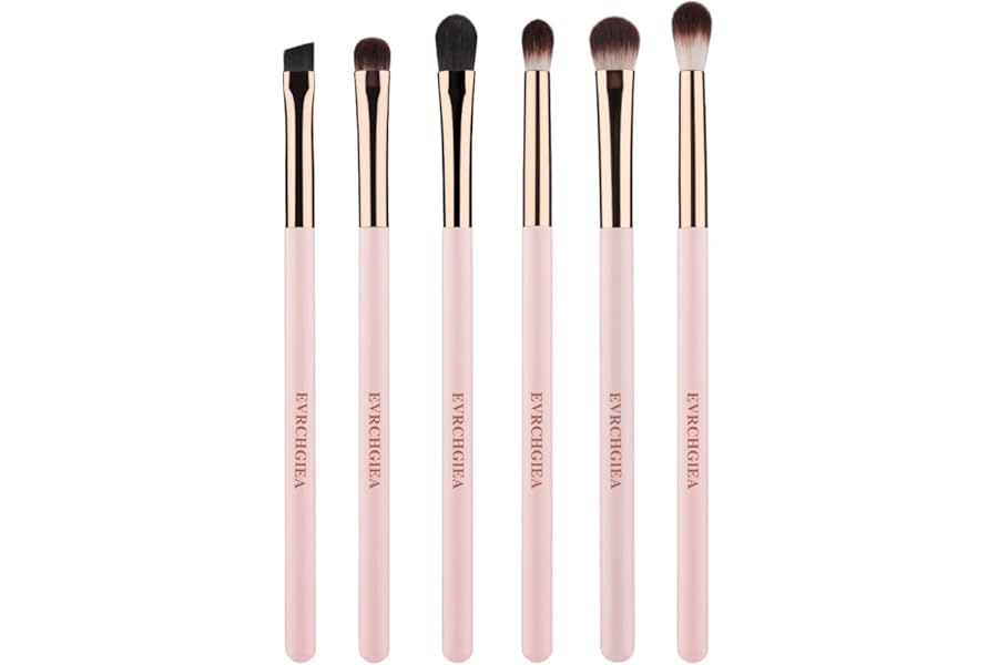 Eye Makeup Brush Set, 6 Pcs Professional Blending Eyeshadow Makeup Brushes for Concealer Eyebrows Eyeliner, Soft Hairs & Wood Handle