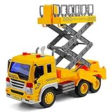 Gizmovine Toy Truck Friction Power with Lights and Sounds, Super Duty Lift Construction Vehicles Pull Back & Go Car Toys for Toddlers Boys, 1:16 Scale