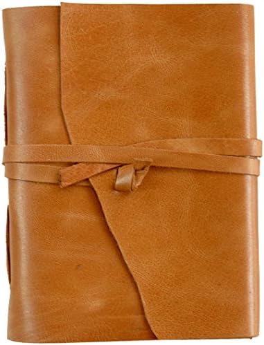 Size Matters ! Best Value in 6x8 Size : Boxed &amp; Giftable : Elegance in Vibrant Color - Leather Journal, Recipe Book, Travel Diary, Notepad, Scribble, Unlined Paper Sketchbook (Almond Roca 6x8)