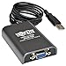 Tripp Lite USB 2.0 to VGA Dual/Multi-Monitor External Video Graphics Card Adapter, 128 MB SDRAM, 1080p (U244-001-VGA-R),Gray
