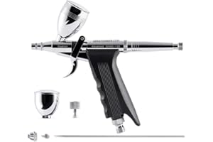 Gaahleri Airbrush Kit, Airbrush Gun Dual Action Gravity Feed Set, 0.38 & 0.5mm Needles, 1/2 & 1/4 OZ Fluid Cup, Multi-Purpose