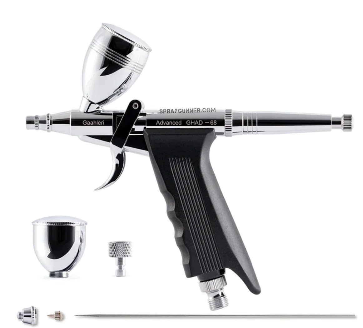 Gaahleri Airbrush Kit, Airbrush Gun Dual Action Gravity Feed Set, 0.38 & 0.5mm Needles, 1/2 & 1/4 OZ Fluid Cup, Multi-Purpose Air Brush Makeup Model Coloring Painting Nail Art Tattoo