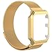 PINHEN for Apple Watch Band with Protective Case Strong Magnetic Milanese Loop Stainless Steel Bracelet Replacement iWatch Strap for Apple Watch Series 3 2 1 Nike+ Sport and Edition (Gold, 38MM)