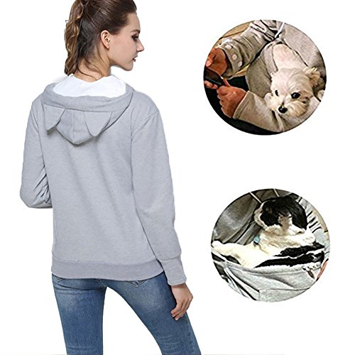 Womens Pet Carrier Shirts Kitten Puppy Holder Animal Pouch Hood
