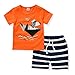AJia Kids 2 Piece Short Sleeve Shirt and Shorts for 1 to 5 Years Olds Little Boy (4t, Orange)