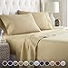 HC COLLECTION Bed Sheets Set King with 2 Pillowcases, Hotel Luxury Platinum 1800 Series Brushed Microfiber Sheet w/Deep Pocket, Ultra Soft Lightweight 4 Pcs Linen Bedding for Hot Sleepers, Beige