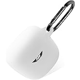 Geiomoo Silicone Case for JBL Tune Flex, Protective Cover with Carabiner (White)