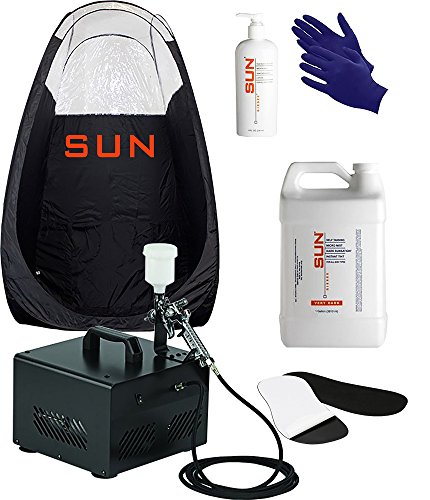 Sun Labs Professional Spray Tan Machine, 1 Gal. Tanning Solution (Very Dark), 8 Oz. Tan Extender Lotion, 10 Pair Sticky Feet Pads, 3 Pair Tanning Gloves