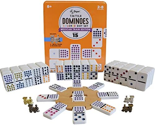 Colored Dot Dominoes Mexican Train Game 