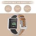 Jobese Compatible with Fitbit Blaze Bands, Soft Classic Canvas Fabric Straps with Genuine Leather Bands with Silver Metal Frame Compatible with Fitbit Blaze Bands Men Women