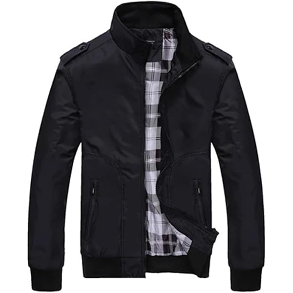 Men's Solid Color Jacket Casual Stand Collar Jacket Outdoor