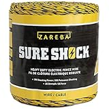 Zareba HDW1320YA-Z Heavy-Duty Sure Shock Aluminum Polywire, PVC-Coated Fiberglass and UV-Stabilized Electric Fence Line, 1,320 Feet x 1/8 Inch Thick, Yellow