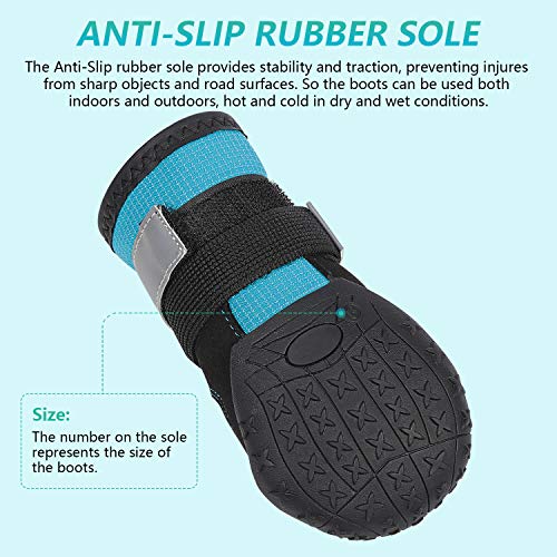 CASLON Dog Boots Waterproof Shoes for Dogs with Reflective Strips Rugged, Anti-Slip Sole Breathable Dog Booties 4PCS (Size 7: 3.1\