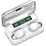 BAHASYA Wireless Bluetooth Earbuds with Digital Charging Case, Built-in Mic, Noise Cancelling, Waterproof, Deep Bass Earphone