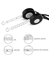 wintape 80" 205 cm cinta métrica retráctil Negro con Negro Cuerda