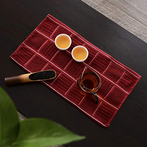 Anyi Kitchen Dish Towels Heavy Duty Absorbent Dish Cloths with Hanging Loop 100% Cotton Tea Bar Towels (16x26, Set of 3, Red)