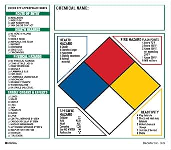 Hazardous Communication and Right-to-Know Labels, Coated, Black/Blue/Red/Yellow On White: Amazon ...