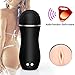 Male Masturbator Cup Sex Toy with Removable Vibration Bullet, HOLYVO Realistic Silicone Luxury Pocket Pussy Stroker with Controllable Tantalizing Porn Star Moaning Feature for Life like Experience