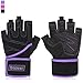 Trideer Weight Lifting Gloves with 18” Wrist Wraps Support, Pro Padded Gym Gloves for Powerlifting, Cross Training, Workout, Best for Men & Women (PAIR) (Purple, S (Fits 6.9-7.5 Inches))