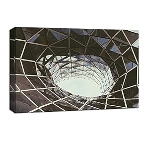 Canvas Wall Art Modern Architechture Hollow Building Painting Artwork for Home Decor Framed 12x18 inches