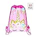 EIXJA 10 Pack Unicorn Party Bags Drawstring Birthday Party Gift Bags Unicorn Party Supplies Candy Bags Baby Shower Treat Bags Unicorn Goody Bags,10.6