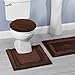 mDesign Soft Microfiber Polyester Bathroom Spa Rug Set - Water Absorbent, Machine Washable, Non-Slip - Includes 3 Rectangular Accent Rugs, Contour Mat, Toilet Lid Cover - Set of 5 - Chocolate Brown