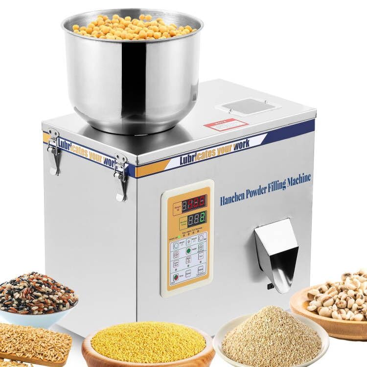 Photo 1 of Hanchen Powder Filling Machine 1-50g Particle Weighing Filling Machine Automatic Powder Filling Filler for Tea granules Seeds Grains Powder Glitters with Foot Pedal 110v