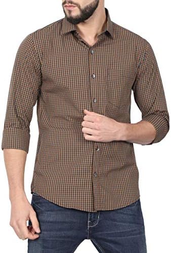 McHenry Mens 100% Cotton Regular Fit Casual wear,Party Wear Checkered Shirt(Size:39-S,40-M,42-L,44-XL)
