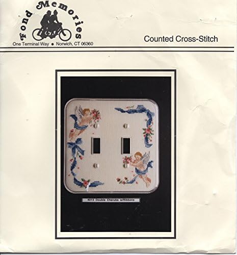 Double Cherubs with Ribbons Counted Cross-Stich Switchplate Kit