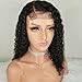 LIAZAHAIR Short Deep Curly Human Hair Lace Front Wigs with Baby Hair Pre Plucked Natural Hairline Brazilian Hair Bob Wig for Ladies (12 Inch, Lace Front Wig)