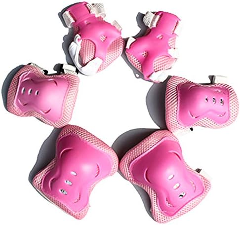 Webetop 6pcs Kids Adjustable PE+EVA Knee Pads Elbow Pads Wrist Guards Protective Gear Set for Multi-Sports Skateboarding Inline Roller Skating Cycling Bicycle Scooter,Suit for 3-12 Age,Pink