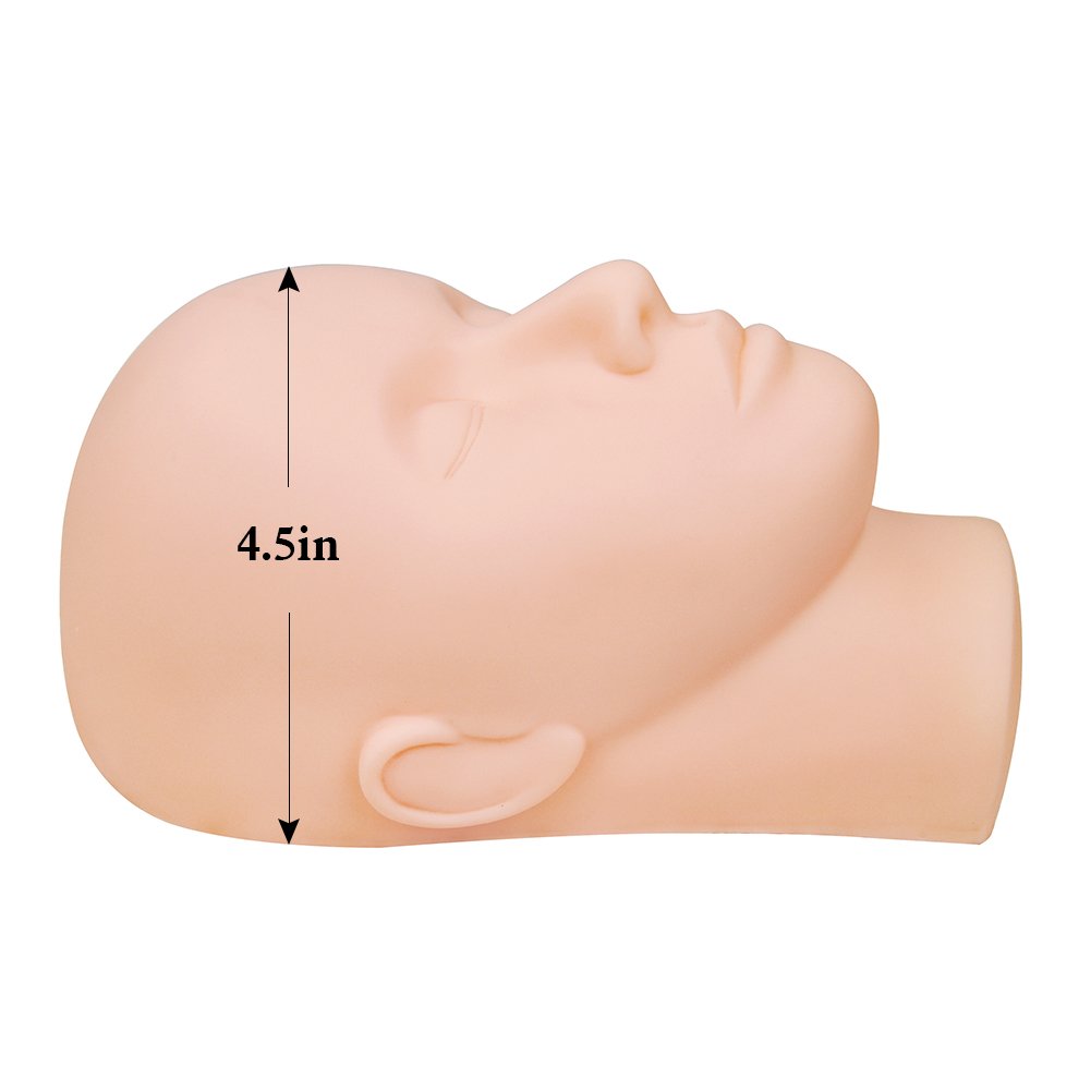 BEYELIAN Rubber Practice training Head Cosmetology Mannequin Head Flat Mannequin Doll Face for training Eyelash Extensions Face Painting Makeup Massage Practice : Beauty