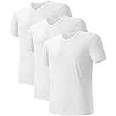 DAVID ARCHY Men's Undershirts Quickly-Dry T-Shirt, Stretch and Moisture-Wicking Crewneck/V-Neck Tees 3 Pack