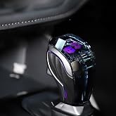 suupar Touch Activated Color Changing LED Crystal Automatic Shift Knob with Lock Button for Automatic Gear Shift Knobs with Button Shifter Head Universal Custom Gear Shift knob
