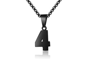 SUSOOK Number Necklace for Boy Black Athletes Number Stainless Steel Chain 00-99 Number Charm Pendant Personalized Sports Jewelry for Men Basketball Baseball Football
