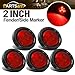 Partsam 5pcs 2" Red Round Sealed Clearance Marker Light 4 LED Mount Grommet/Pigtails Hardwired primary