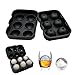 Wosweet Ice Cube Tray Mold - Black Silicone Ice Ball Maker With 6 X 4.5cm Round Ice Ball Spheres for Whiskey, Cocktails & Bourbon