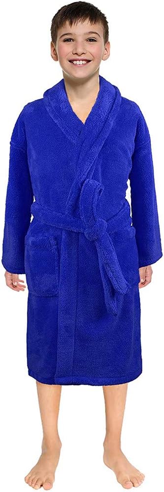 Kids Robes,Terry Flannel Bathrobe for Girls Boys, Shower Spa Bath Towel Nightgown Sleepwear with Pockets