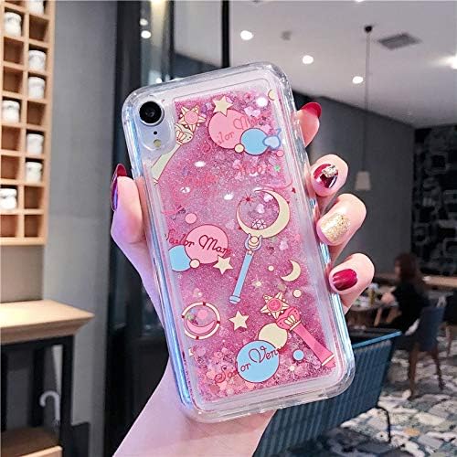 SHRHSJSJK For iPhone 8 7 6 6s plus Case Cartoon Sailor Moon Girl Style Crystal Quicksand Case For iPhone XS Max X XR Liquid Bling cover