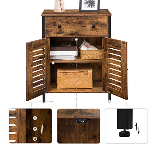 HOOBRO Kommode Schrank, Vintage Sideboard, Beistellschrank mit Schubladen, Eingebauten Verstellbaren Regale… – Bild 5