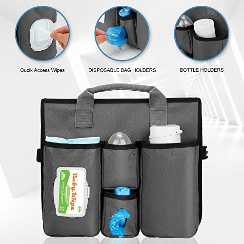 Collapsible Trunk Organizer & Diaper Changing Station, Baby Diaper Caddy Organizer with Movable