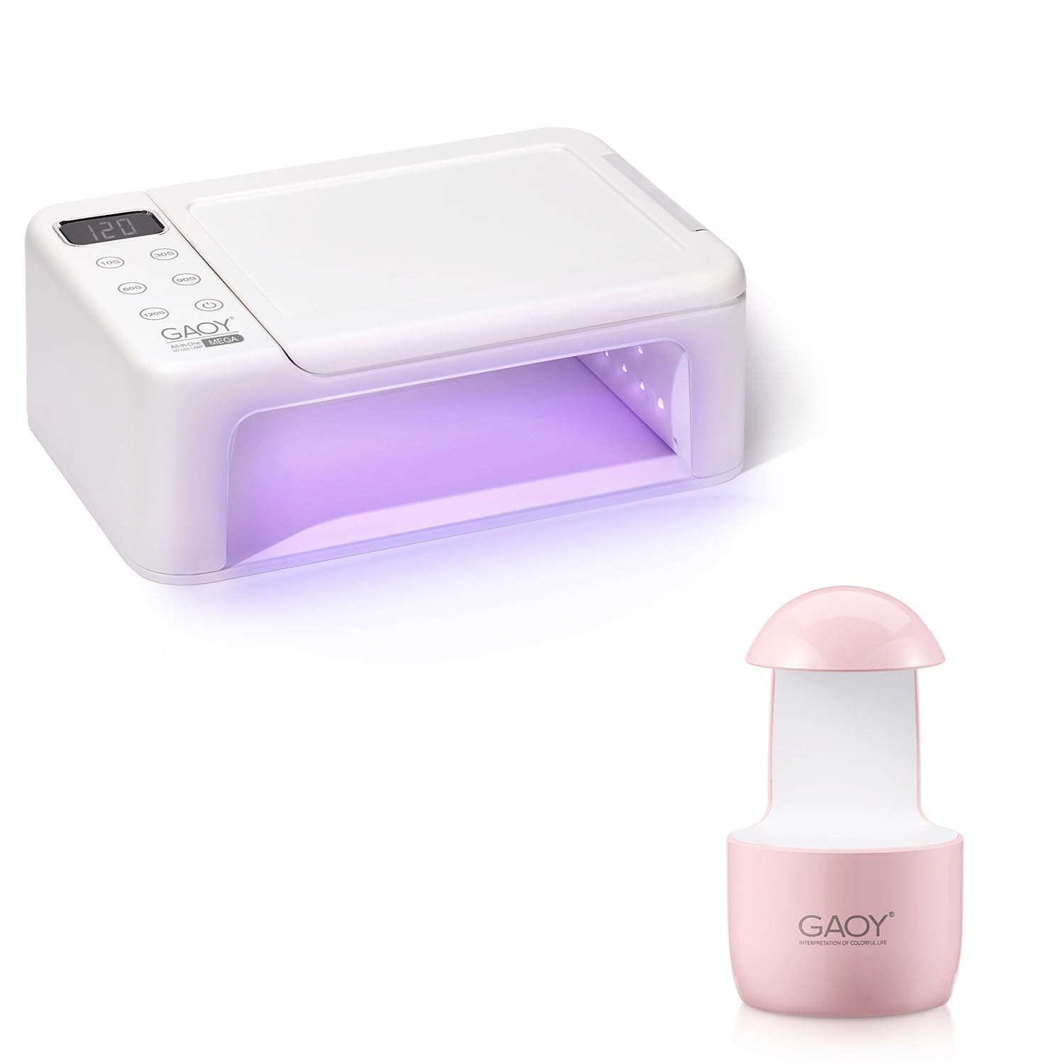 GAOY Mini UV Light for Gel Nails, Professional UV LED Nail Lamp with Arm Rest and Retractable Tray Bundle