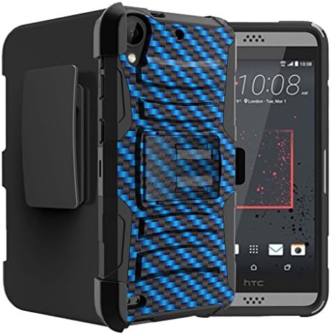 Untouchble Case for HTC Desire 530 Holster Case| HTC Desire 630 Case [Heavy Duty Clip] Dual Layer Hard Case with Kickstand and Holster Clip - Blue Carbon Fiber