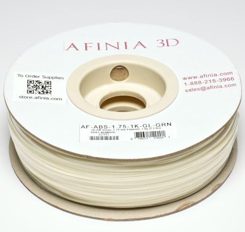 Afinia Value-Line Glow-in-the-Dark Green ABS Filament for 3D Printers - Part Number AF-ABS-1.75-1K-GL-GRN